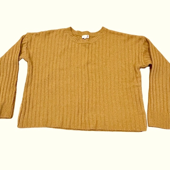 SO Gold Ribbed Cropped Slouchy Sweater M - Picture 2 of 9